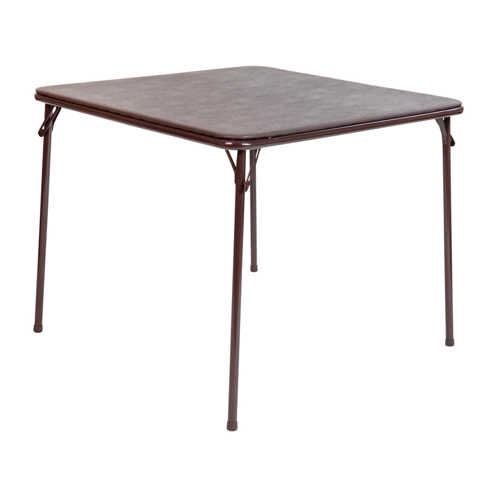 Brown Foldable Card Table with Vinyl Table Top Q755120