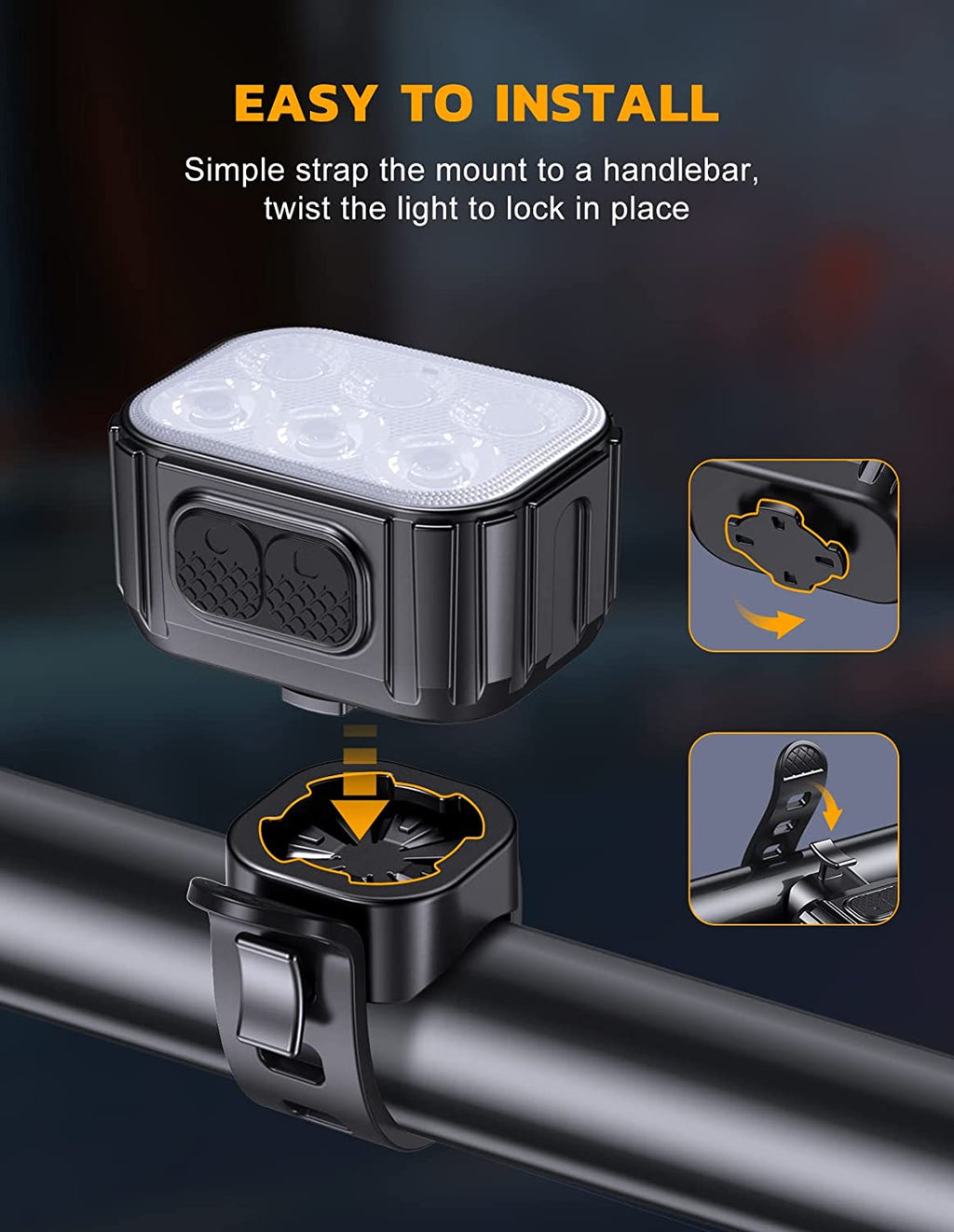 Rechargeable Bike Light Set with 6 Spot & Flood Beams, IP65 Waterproof L272314