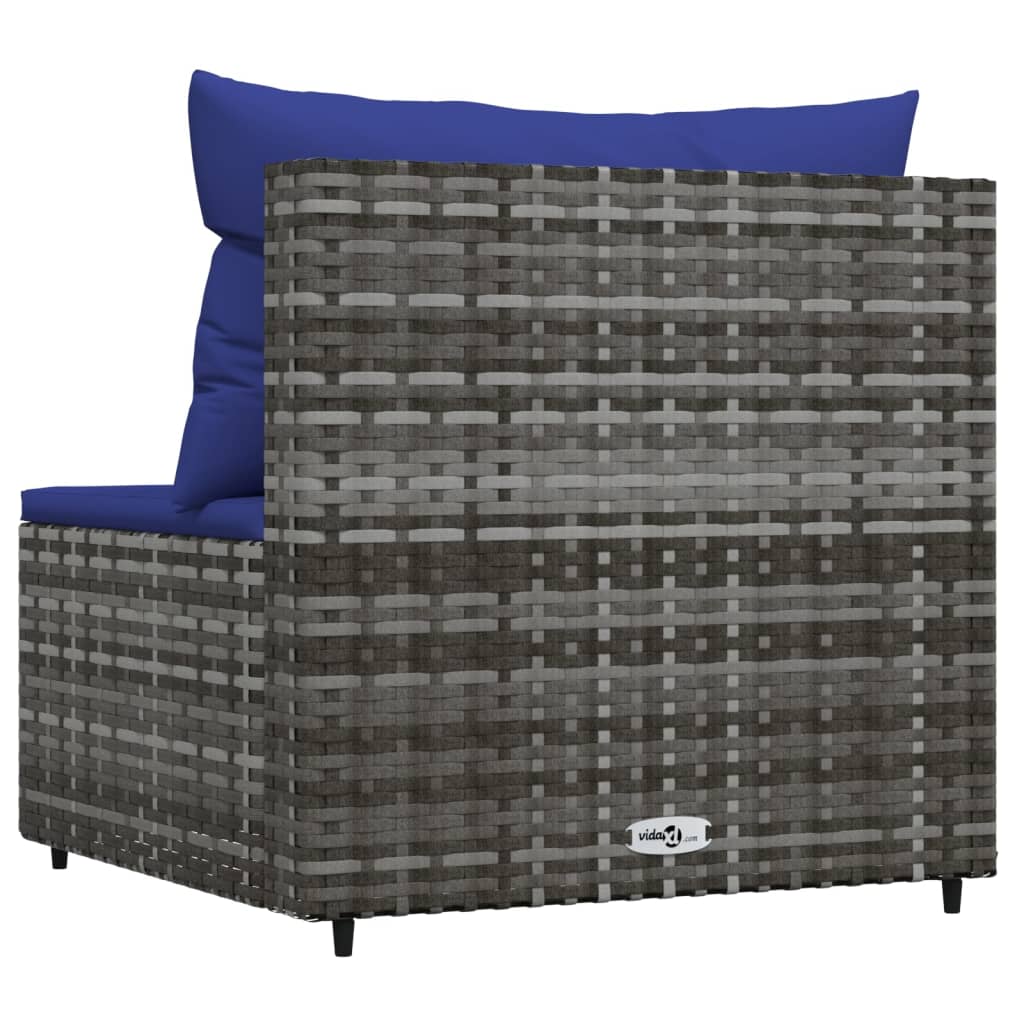 Gray Poly Rattan Patio Sofa with Cushions E2142