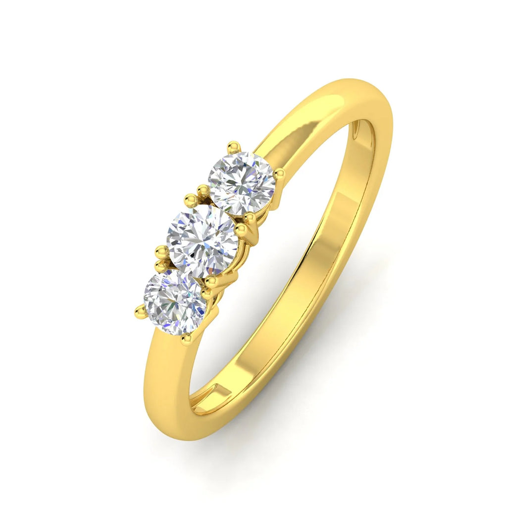 10k Yellow Gold Three Stone Diamond Ring Z667