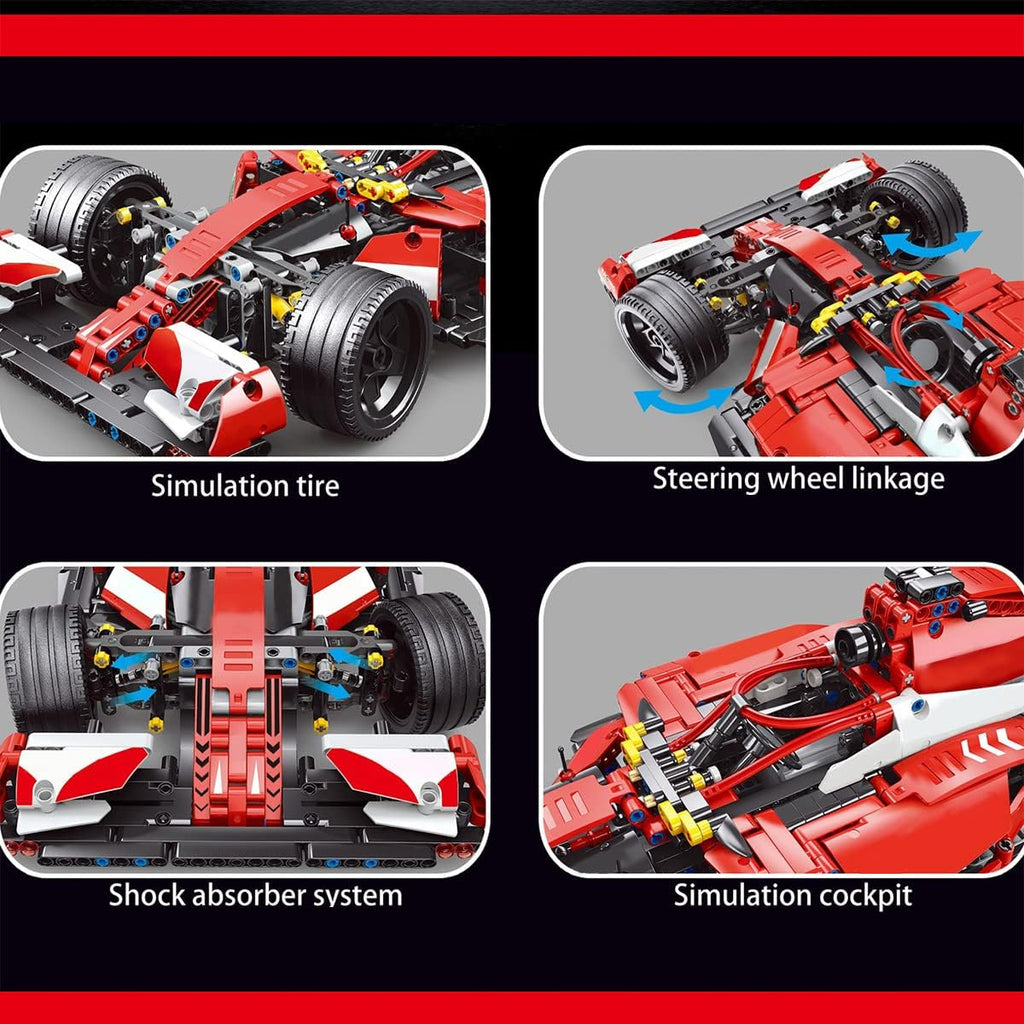 Red Super Sports Car MOC Building Blocks Toys, 1:10 Scale Model Car Kits (1250 Pcs) X5452