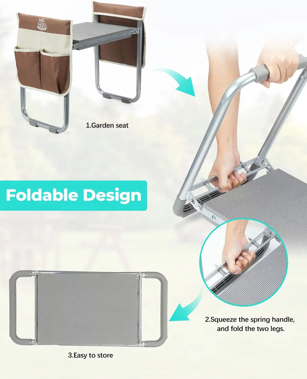 Folding Garden Kneeler Seat Portable Gardening Bench Stool M3698