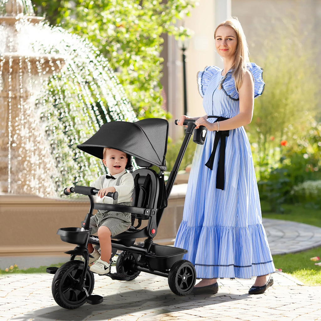 4-in-1 Toddler Tricycle with Adjustable Push Handle G6411