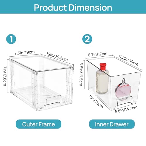 4 Pack Large Stackable Acrylic Storage Drawers L893