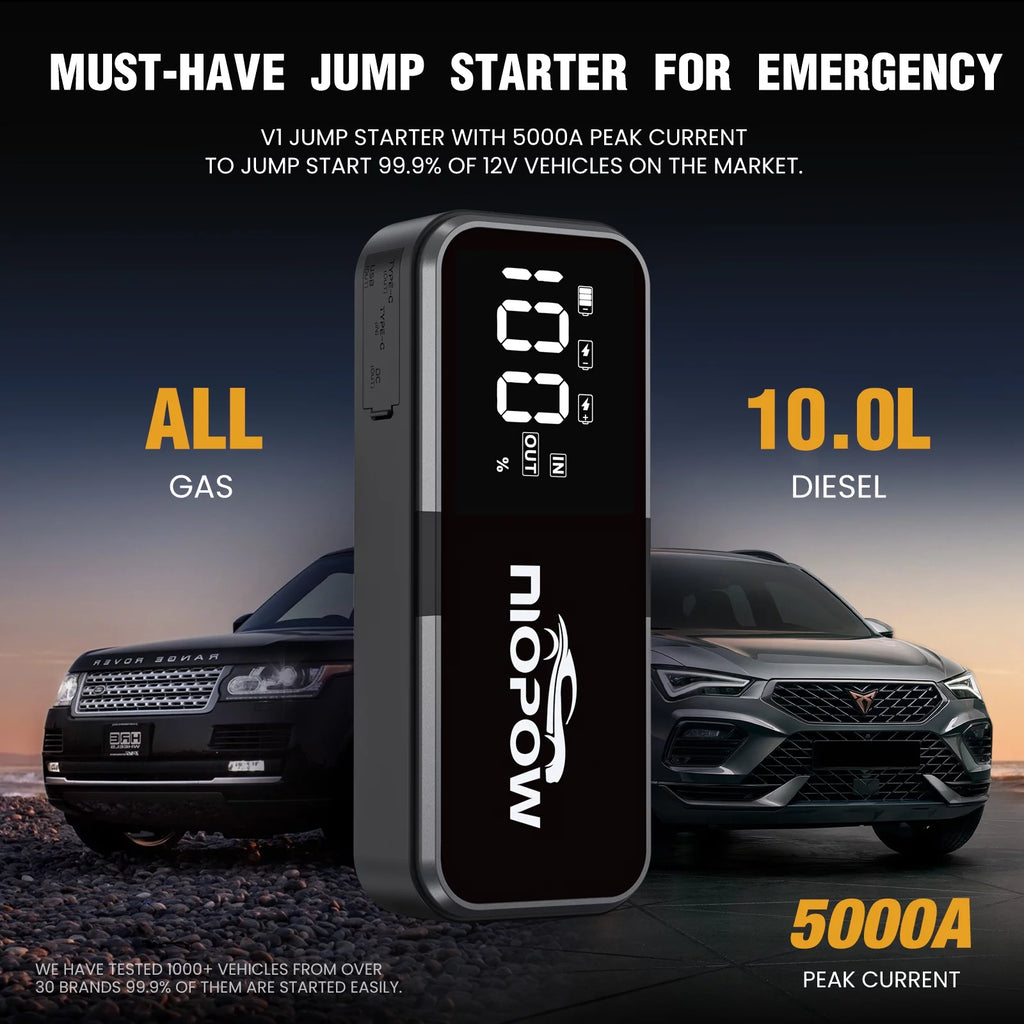 5000A 12V Portable Lithium Jump Starter with 3.3 Display and LED Light Z93924
