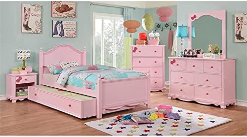 Pink Wood 1-Drawer Nightstand O92486