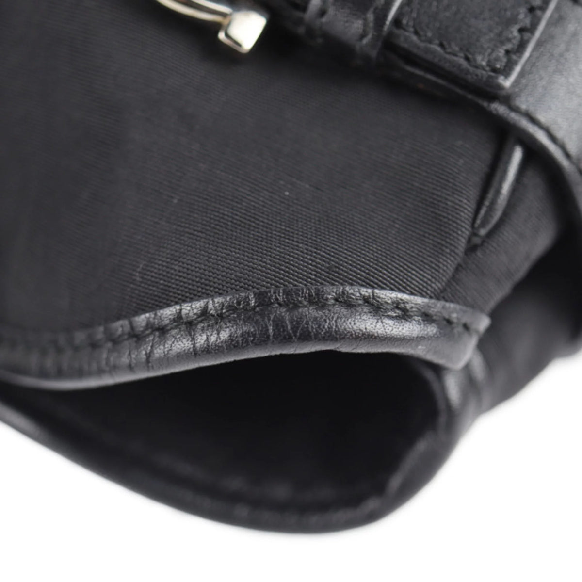 Pre-Owned Black Canvas Leather Shoulder Bag X59119