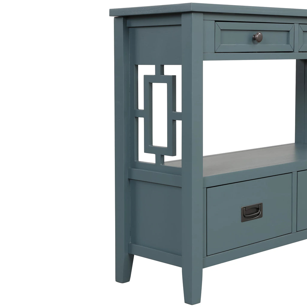 36'' Pine Wood Console Table with 4 Drawers & 1 Storage Shelf X151