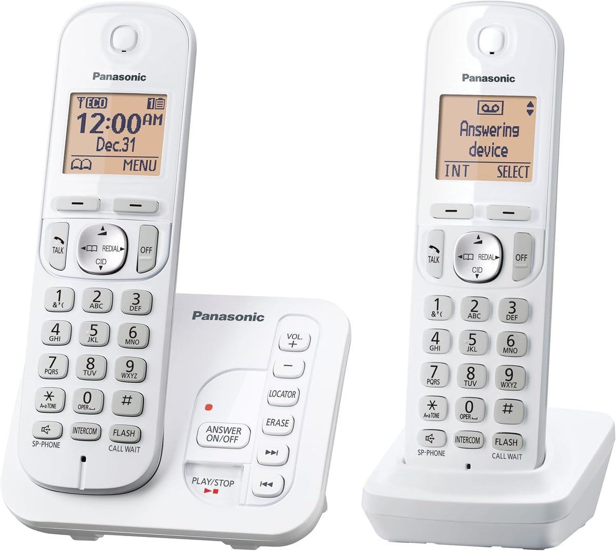 2 Handset Cordless Phone with Digital Answering System and Caller ID White DECT 6.0 H78999