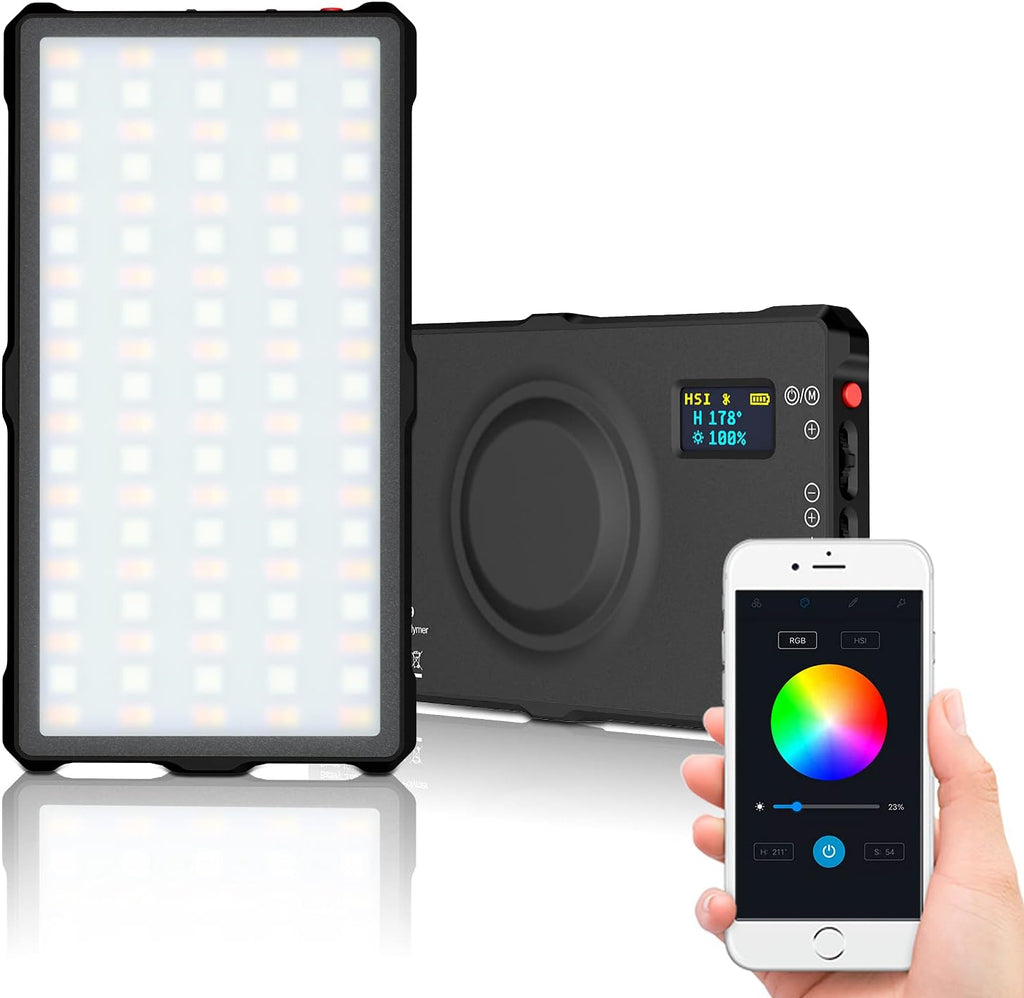 RGB Video Light, Magnetic Adsorption Photography Light, Full Color 9 Lighting Effect Adjustable 1-100% Stepless Dimming Portable Light U77827