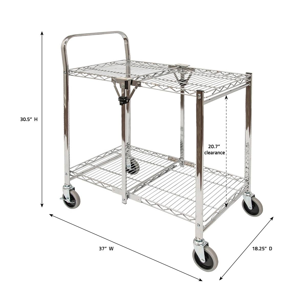 Two Shelf Collapsible Wire Utility Cart S7107
