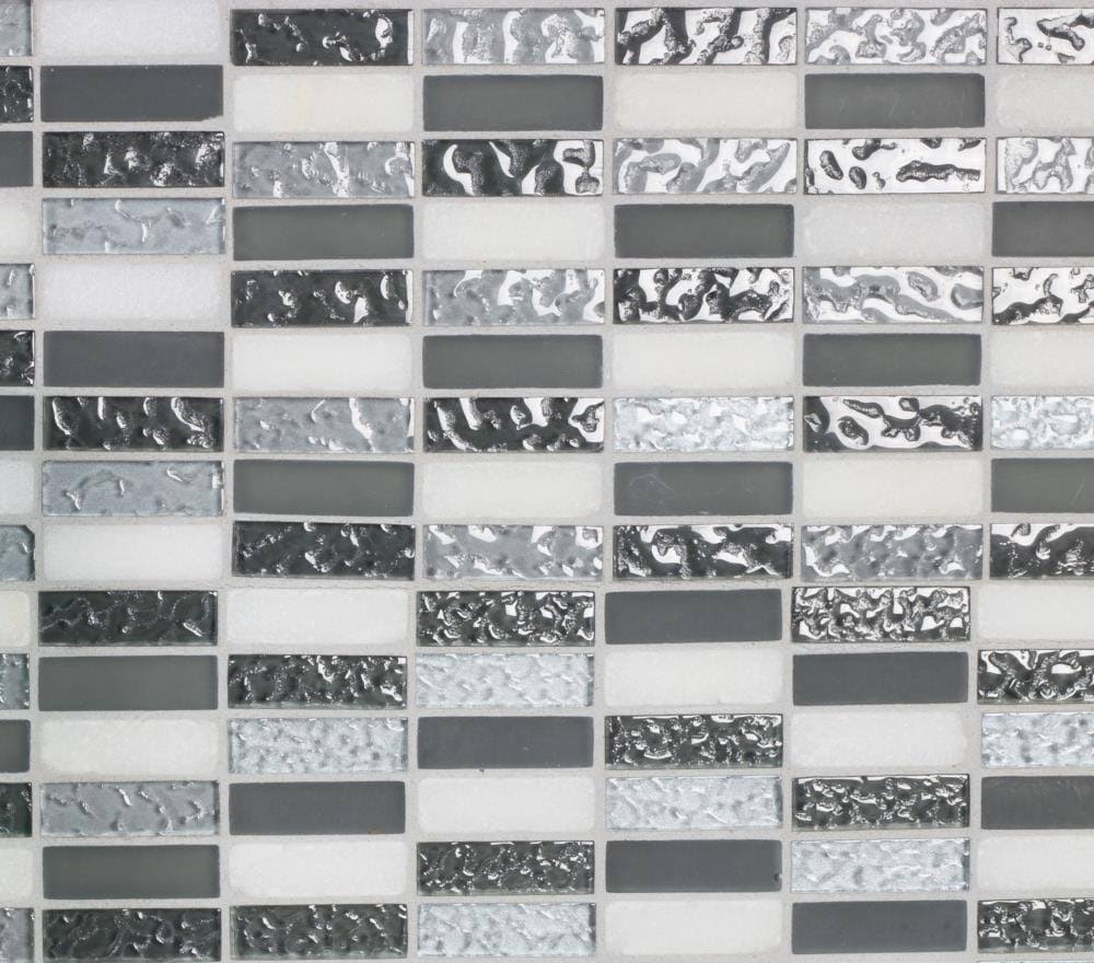 Gray Glass/Stone Rectangle Mosaic Tile M11717