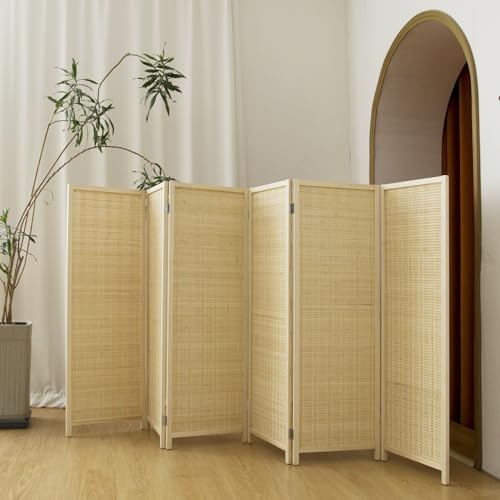Beige 3.95 FT Tall Bamboo Folding Room Divider Z76411