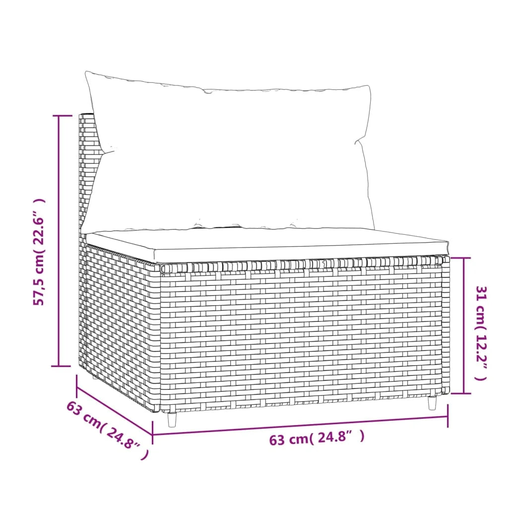 Gray Poly Rattan Patio Sofa with Cushions E2142