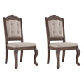 Antique Upholstered Dining Chair, Set of 2, Brown Z7248