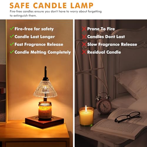 Gold Dimmable Height Adjustable Candle Warmer Lamp with 2 Bulbs and Timer I612