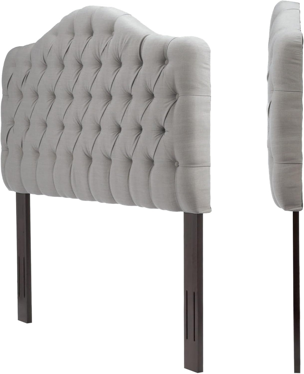 Upholstered Adjustable Headboard Panel with Solid Wood Frame and Button-Tufted Design - Putty Finish - Twin A592
