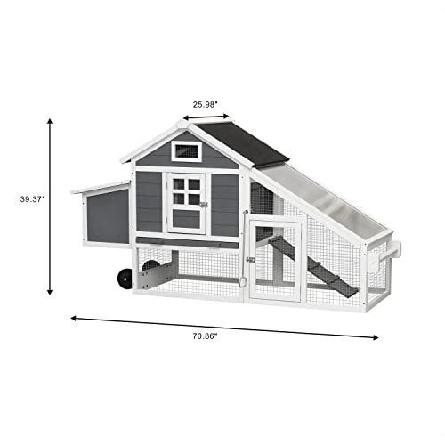Large Wooden Chicken Coop with Wheels B983