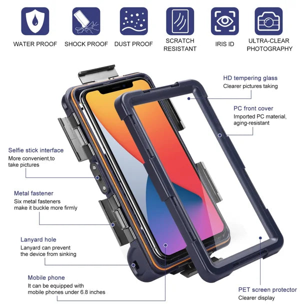 Waterproof Protective Case for Phones Up to 6.9 Inch with Lanyard G346122