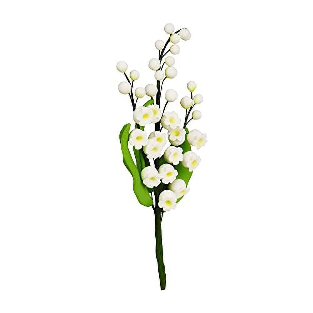 Edible Sugar Flower Spray 6 Inch Set of 3 White with Buds S8179