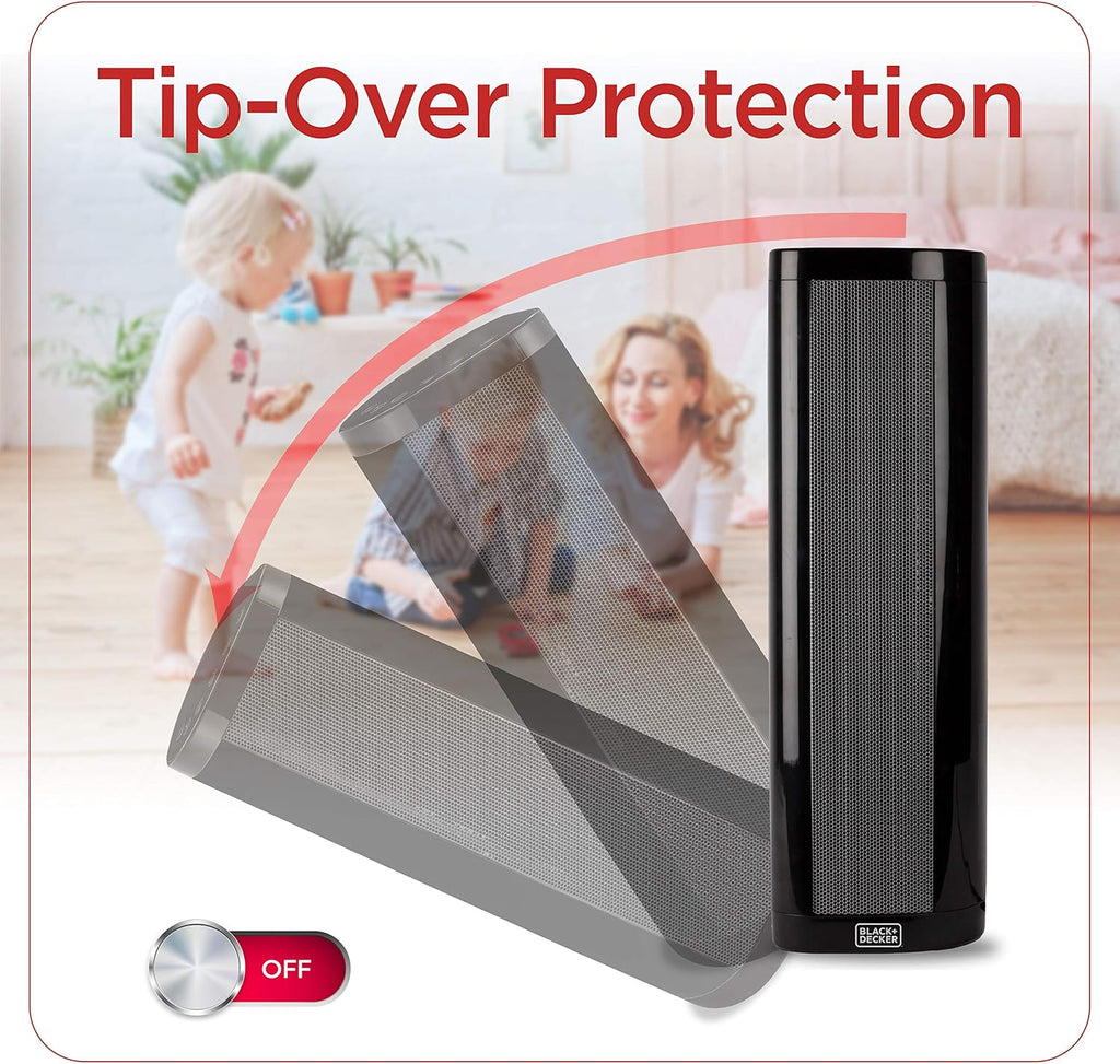 Tower Space Heater with Remote Control, 1500W, Pack of 2 H40117