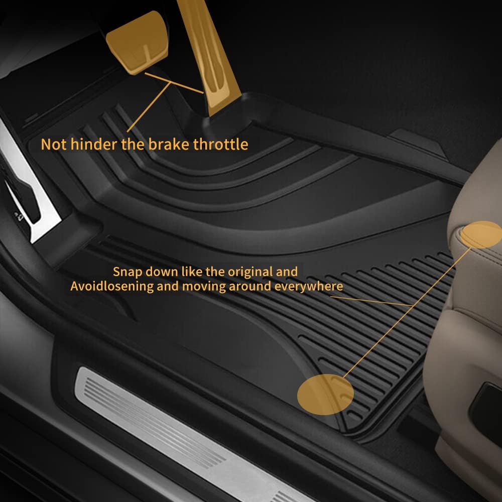 TPE Heavy Duty All Weather Car Floor Mats Full Set 1st & 2nd Row Rubber Floor Liners F75101