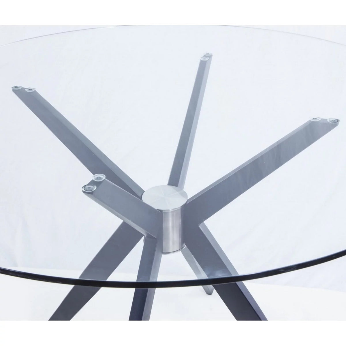 Round Glass Top Dining Table with Flared Leg, Black R80606