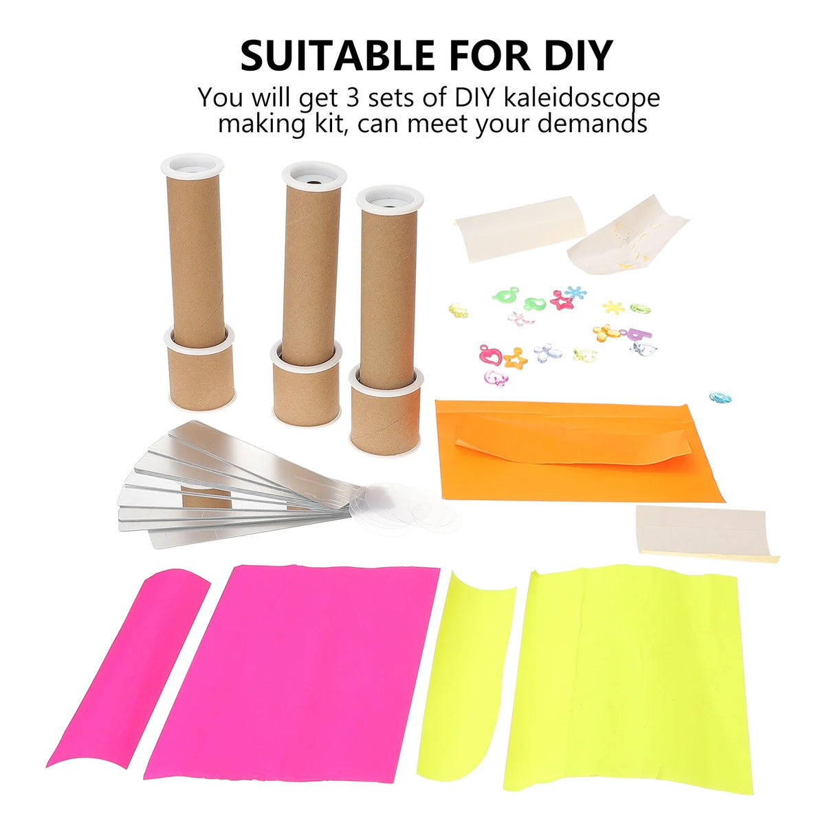 3 Sets DIY Kaleidoscope Toy Making Materials Handmade Kits R138