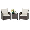 3 Piece Wicker Rattan Patio Furniture Set with Glass Table R29027