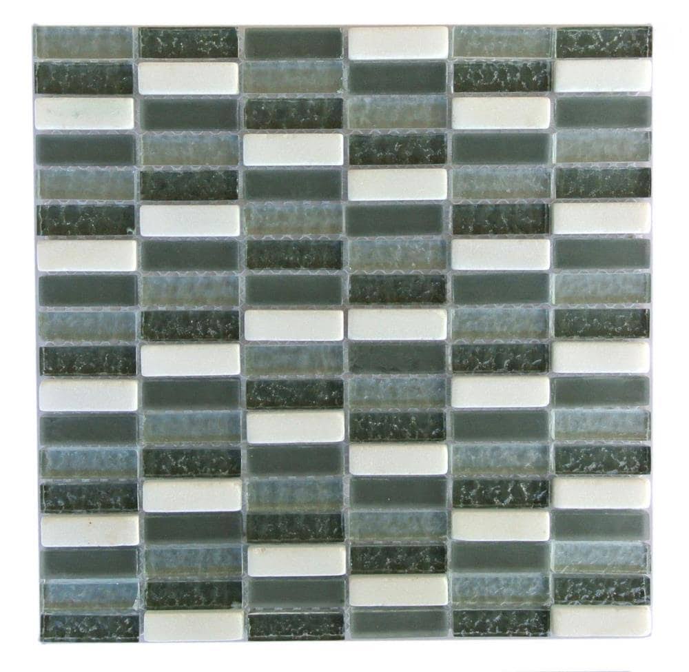 Gray Glass/Stone Rectangle Mosaic Tile M11717