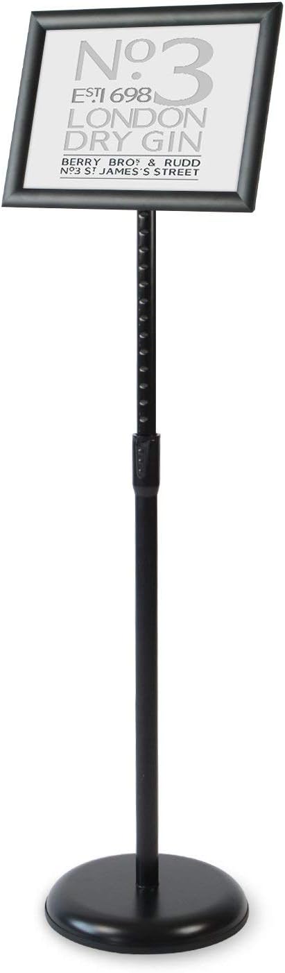Heavy Duty Adjustable Aluminum Floor Standing Sign Holder, Black B633