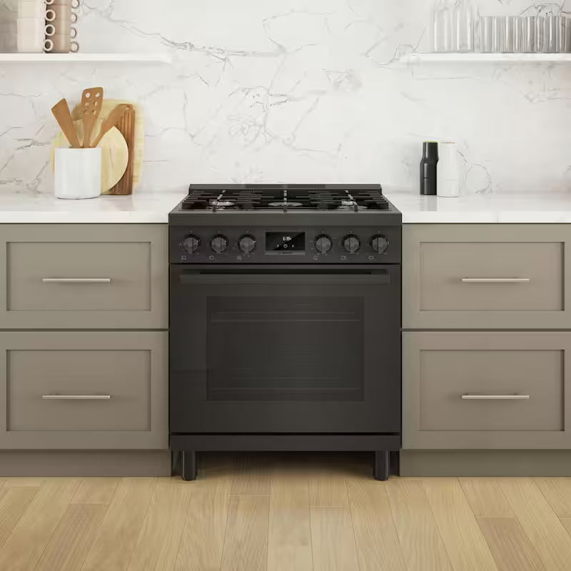 30 in. 3.7 cu. ft. Gas Range with 5-Burners in Black Stainless Steel W1340