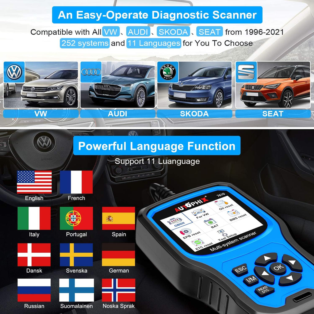 Full Systems OBD2 Scanner Code Reader for VAG After 1996 U12566