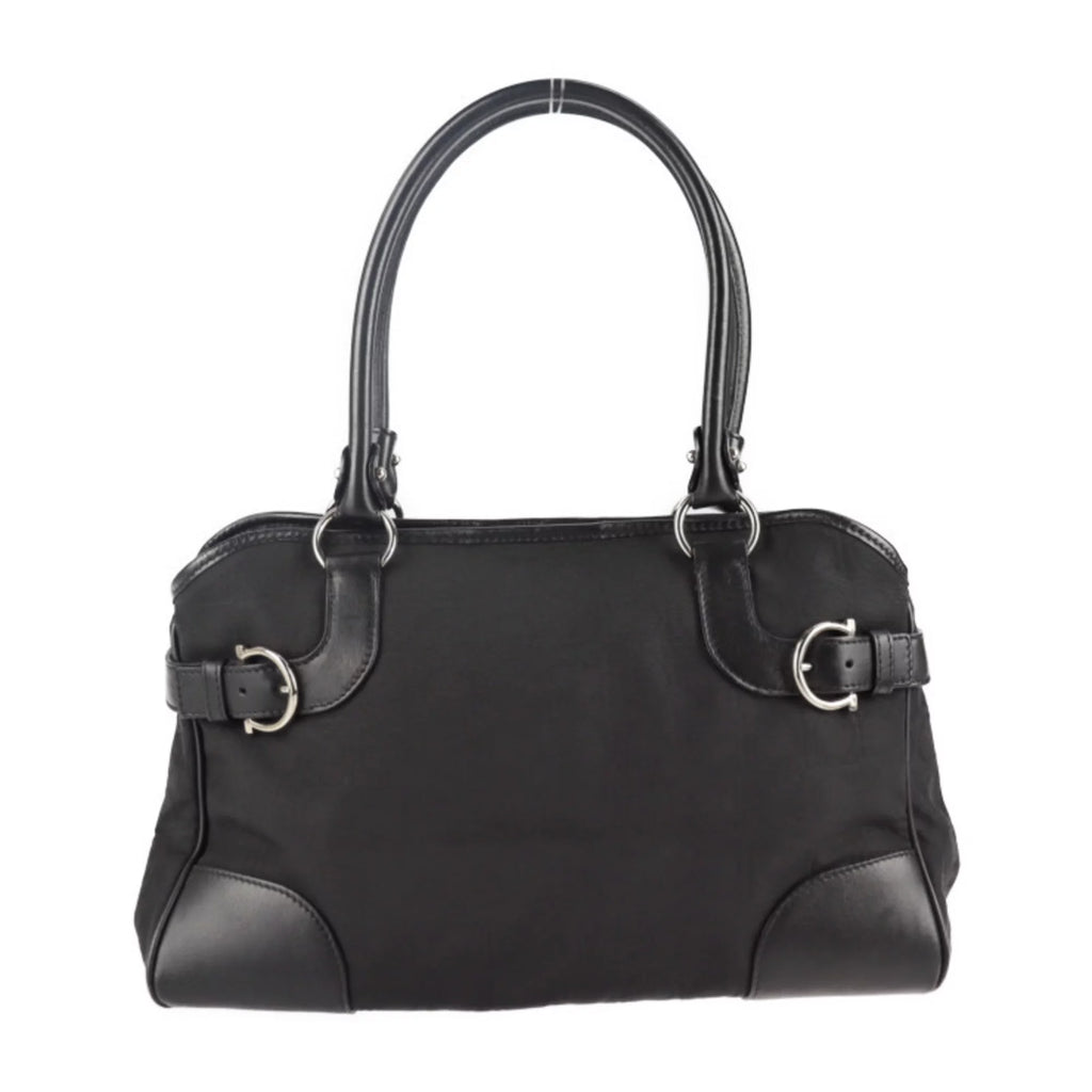 Pre-Owned Black Canvas Leather Shoulder Bag X59119