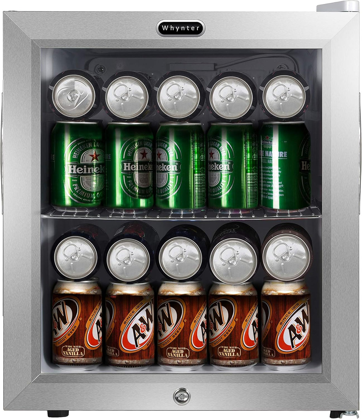 90 Can Capacity Stainless Steel Beverage Refrigerator with Lock S491944