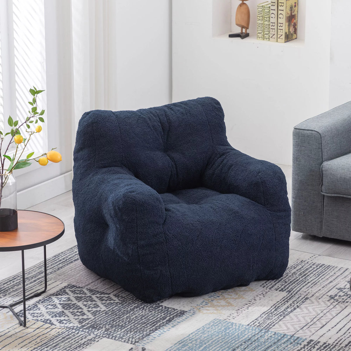 Soft Teddy Fabric Bean Bag Chair 39.4*39.4*27.6 Inches E346