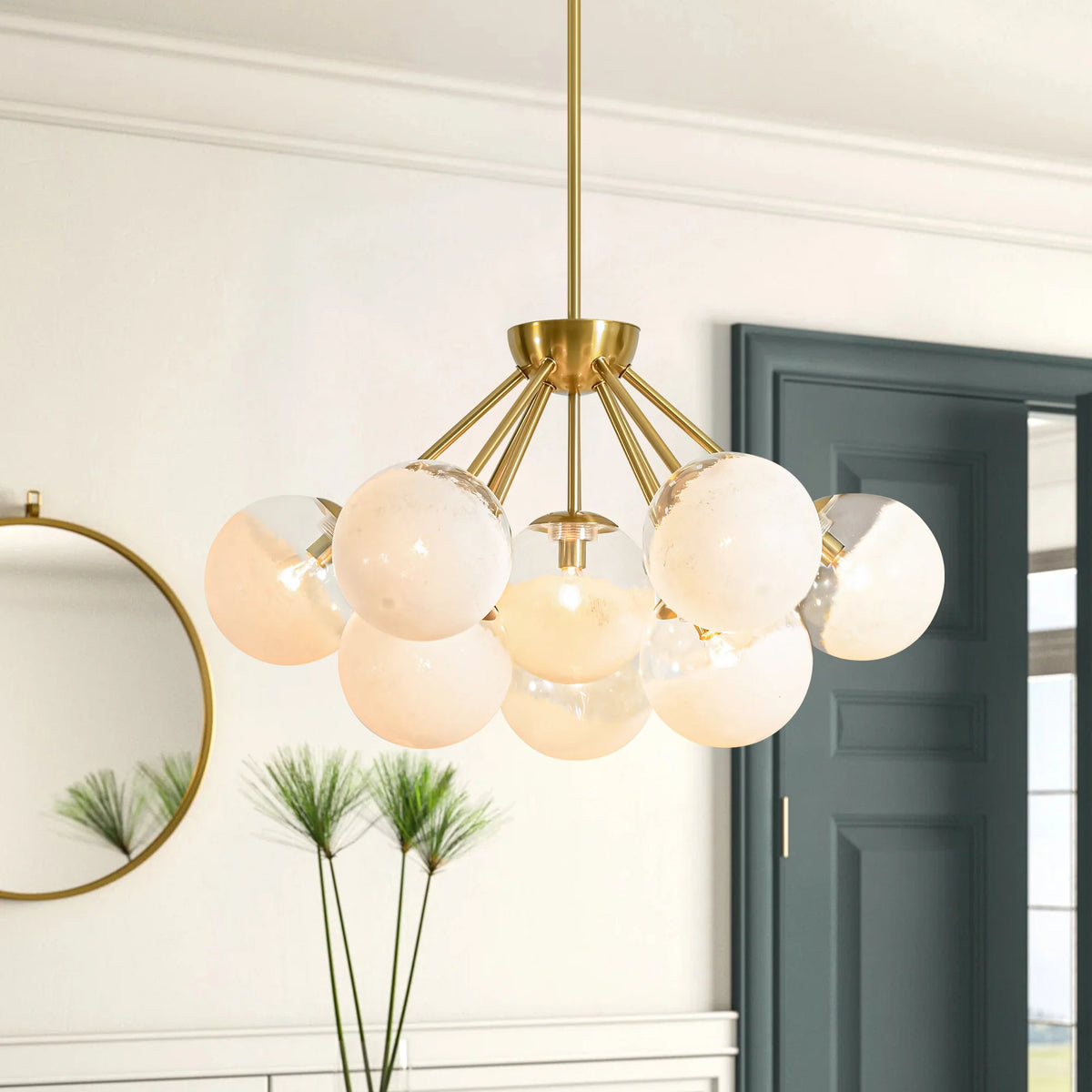 10-Light Dimmable Glass Globe Chandelier K80699
