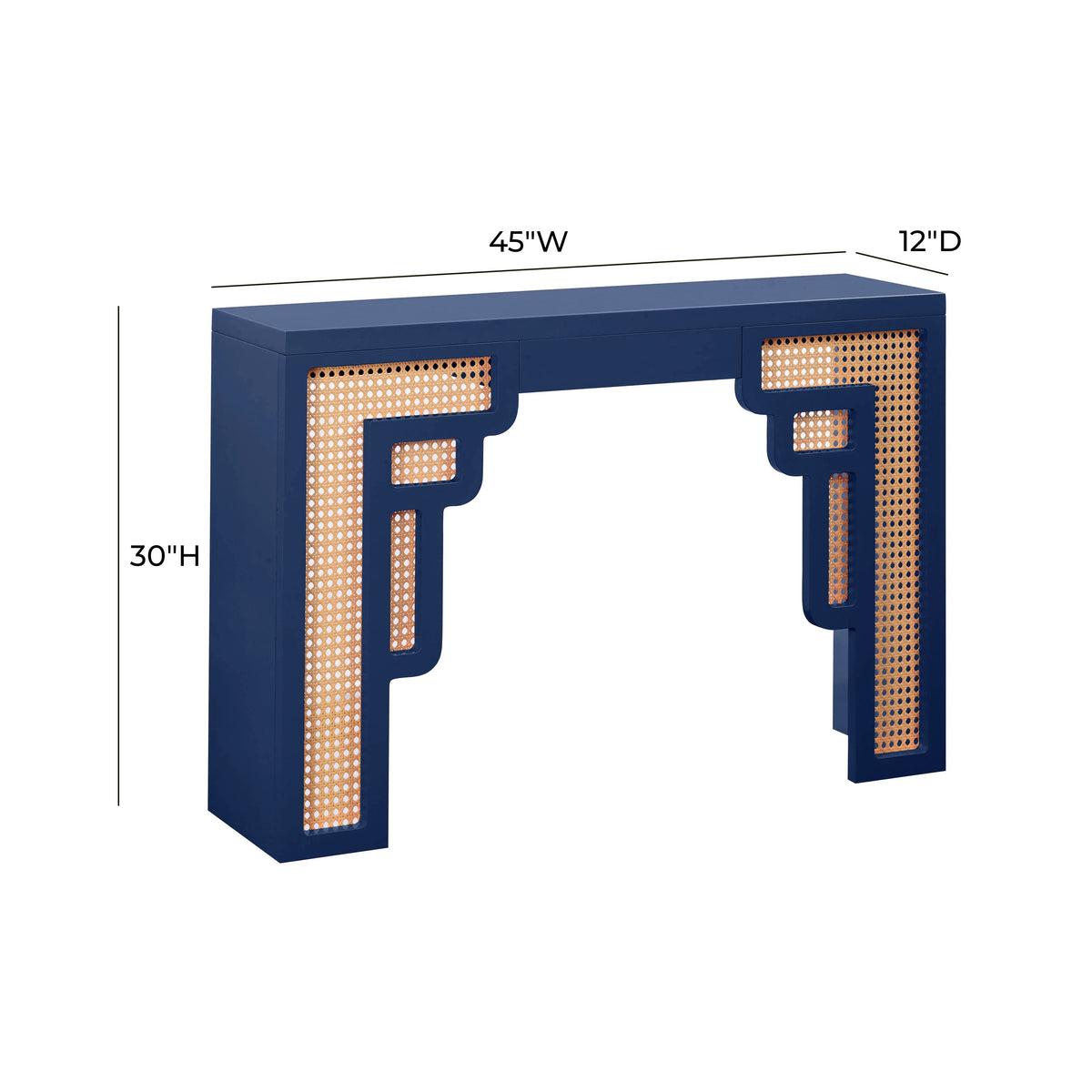 Navy Rattan Console Table A11427