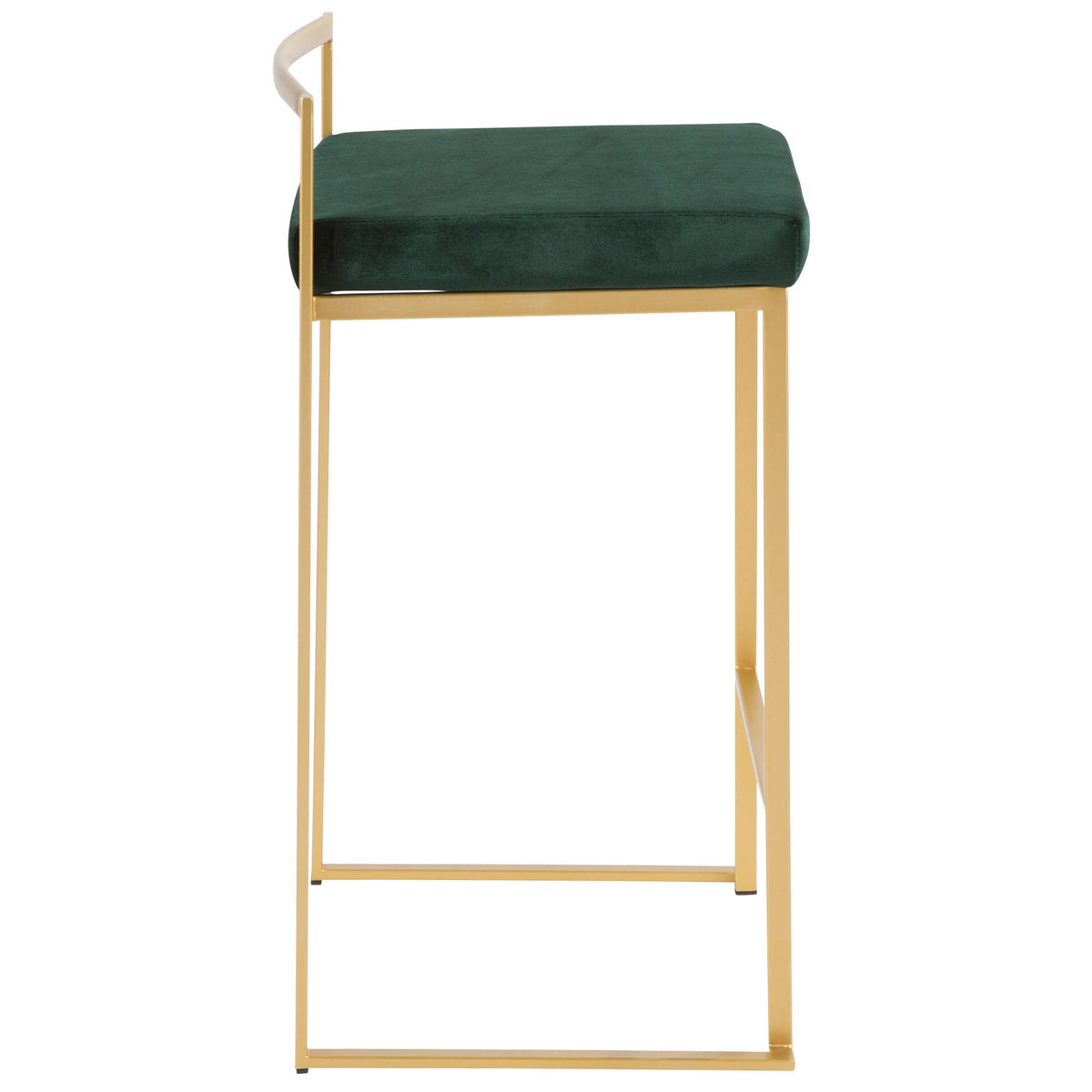 Brushed Gold and Green Velvet Barstools A478