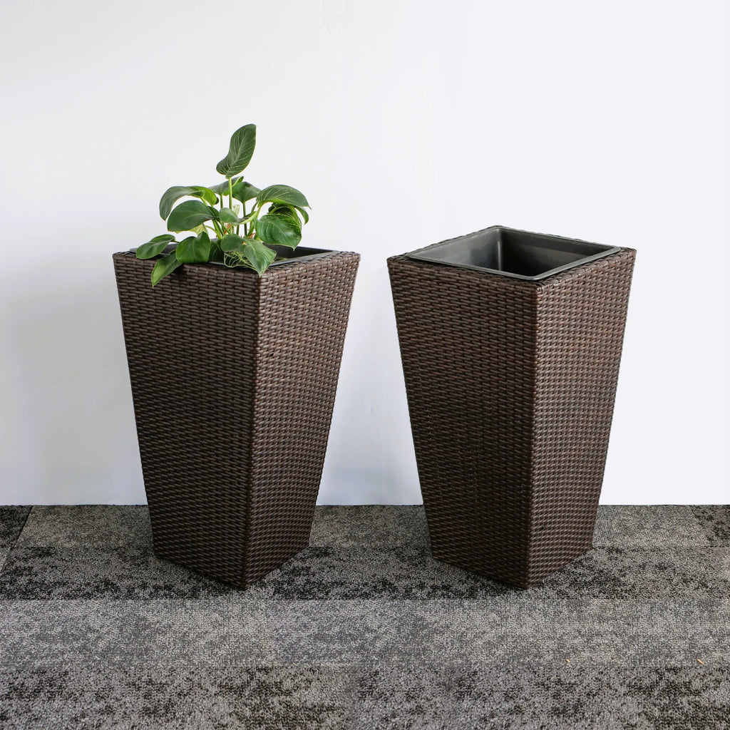 Rectangular All-Weather Wicker Planter with Plastic Liner R2288