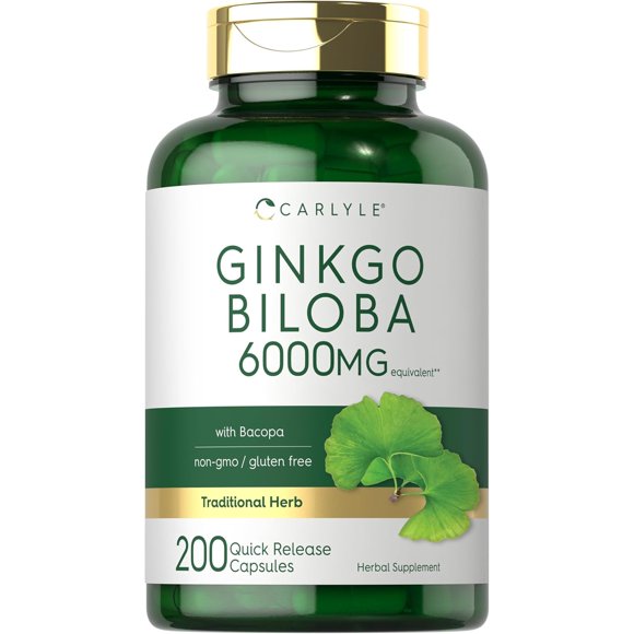 Ginkgo Biloba Capsules 6000mg 200 Count Supplement P856289