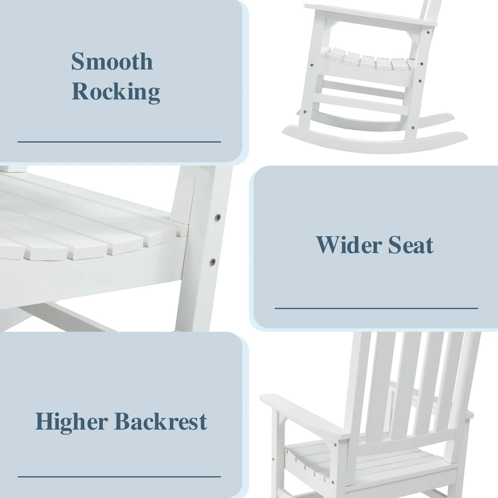 White Poly Lumber Rocking Chair with High Back M159