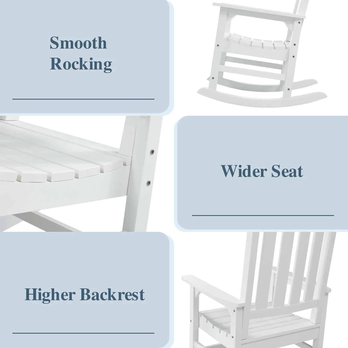 White Poly Lumber Rocking Chair with High Back M159