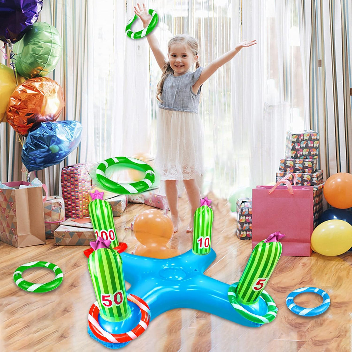 Inflatable Cactus Ring Toss Party Game with 4 Rings R7315