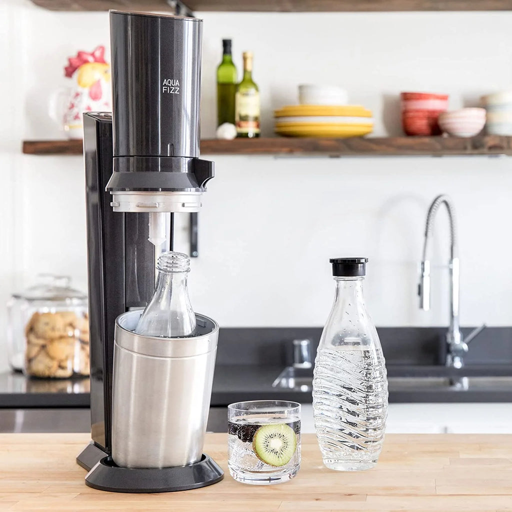 Black Sparkling Water Maker with Co2 and Glass Carafes U25753