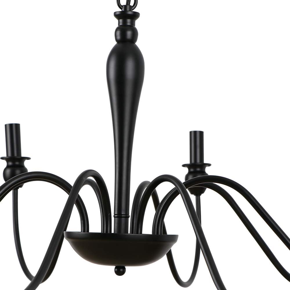 Black Farmhouse Chandelier 8 Lights Iron Vintage Candle Style Ceiling Light T123