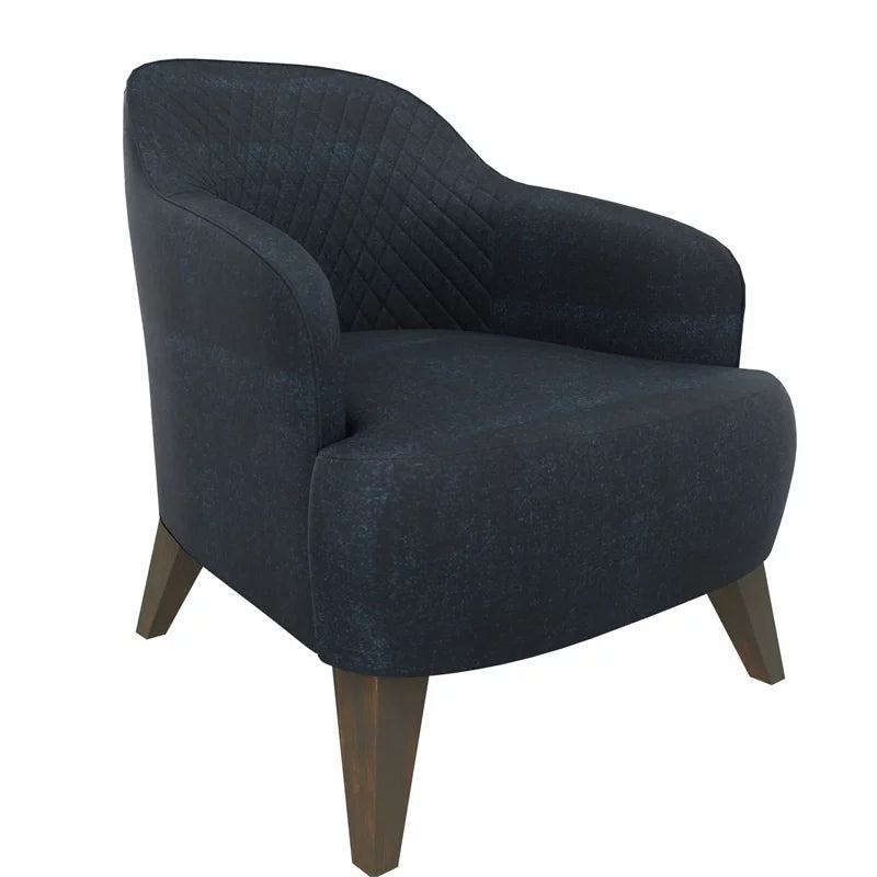 Navy Fabric & Wood Armchair Y4212