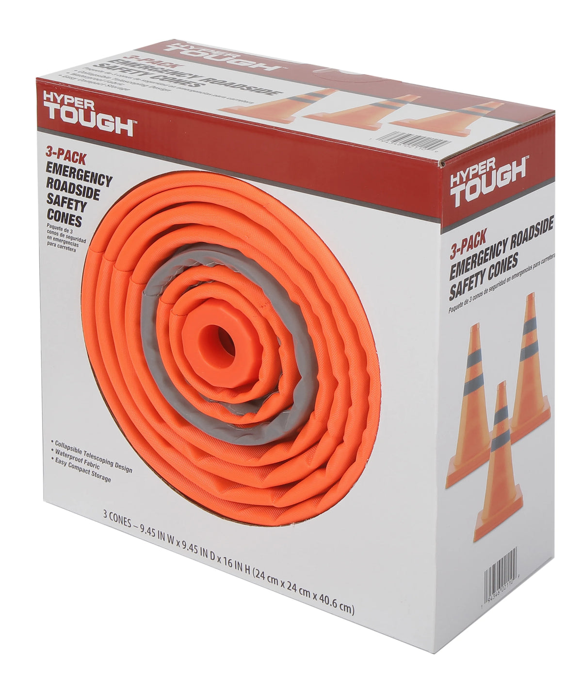 Collapsible Reflective Emergency Safety Cone 3 Pack Plastic S3364