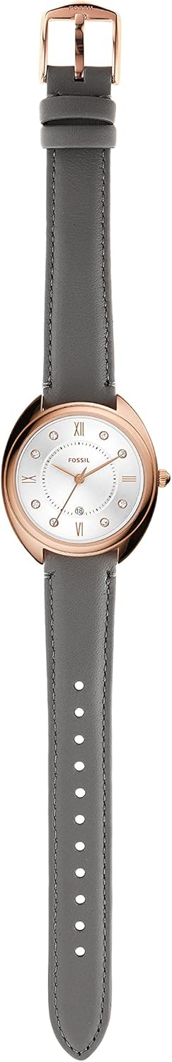 Rose Gold Grey Quartz Stainless Steel and Eco-Leather Three-Hand Watch S2955
