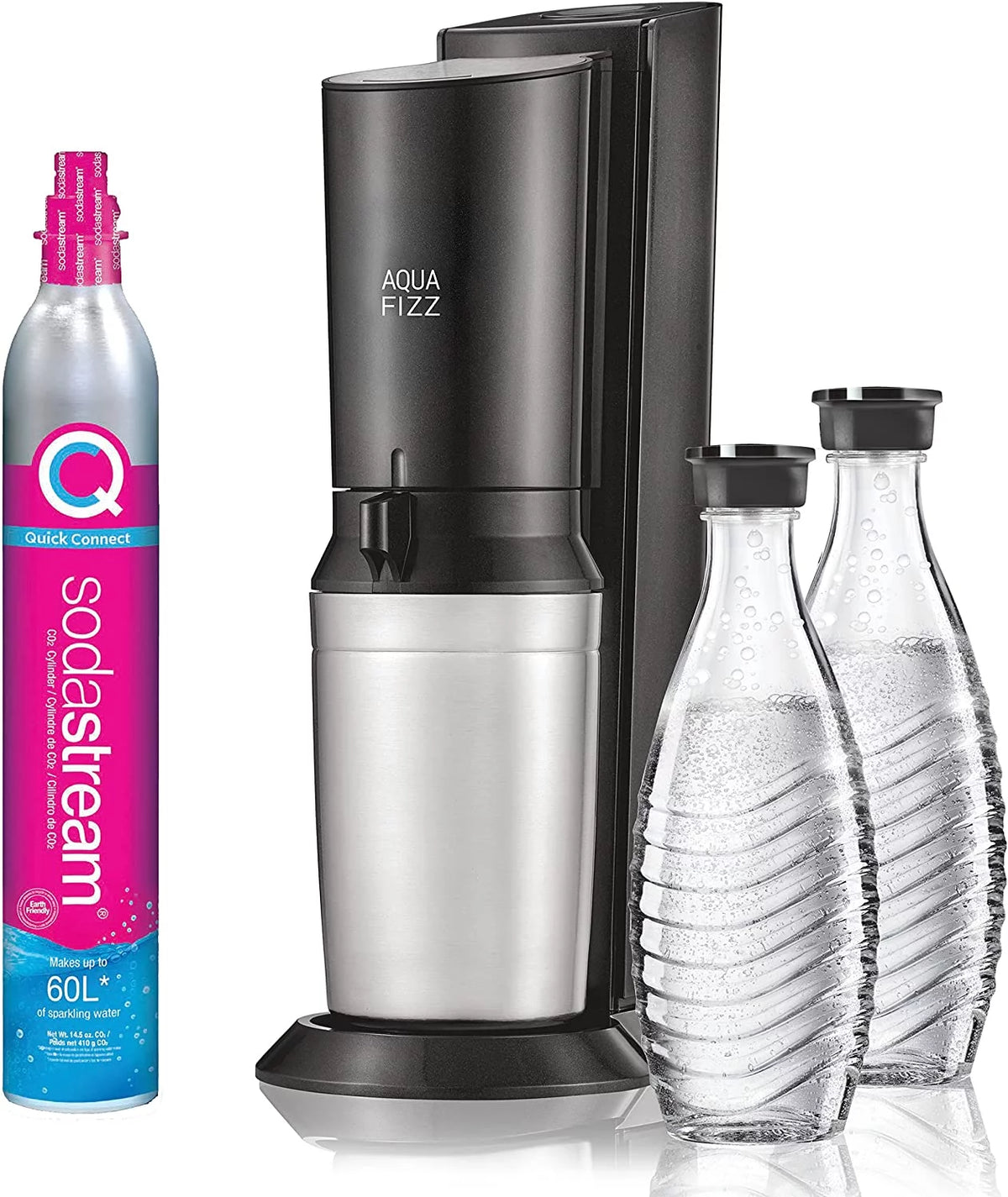 Black Sparkling Water Maker with Co2 and Glass Carafes U25753